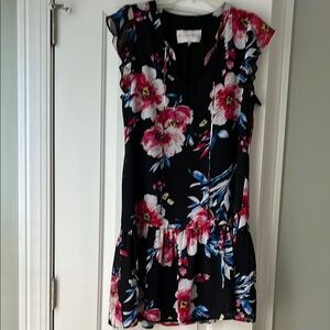 Charles Henry Black and Pink Flutter Sleeve Sundress